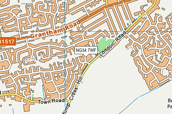 NG34 7WF map - OS VectorMap District (Ordnance Survey)