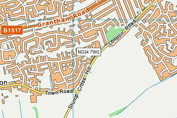 NG34 7WG map - OS VectorMap District (Ordnance Survey)