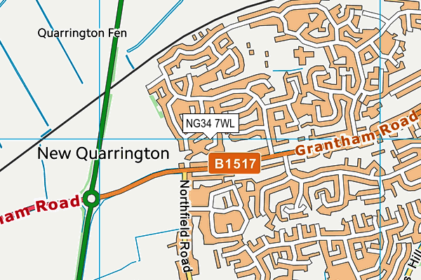 NG34 7WL map - OS VectorMap District (Ordnance Survey)