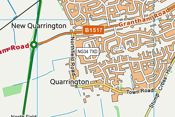 NG34 7XD map - OS VectorMap District (Ordnance Survey)