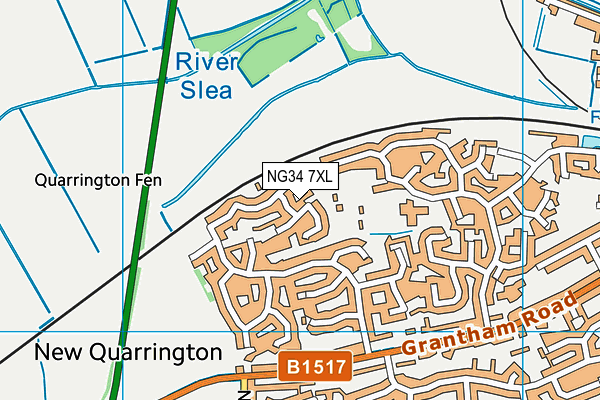 NG34 7XL map - OS VectorMap District (Ordnance Survey)