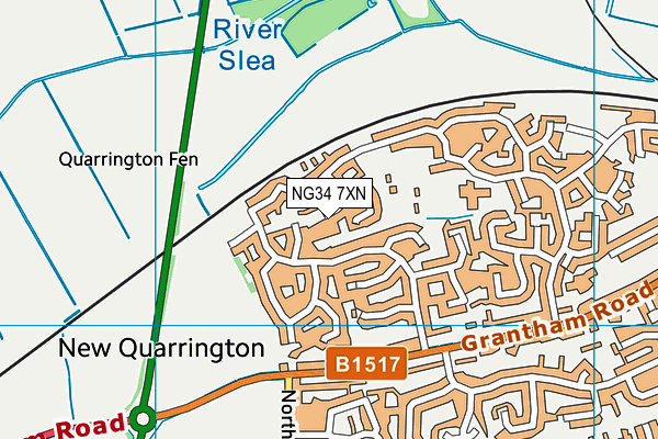 NG34 7XN map - OS VectorMap District (Ordnance Survey)