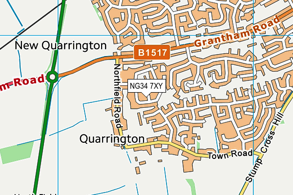 NG34 7XY map - OS VectorMap District (Ordnance Survey)