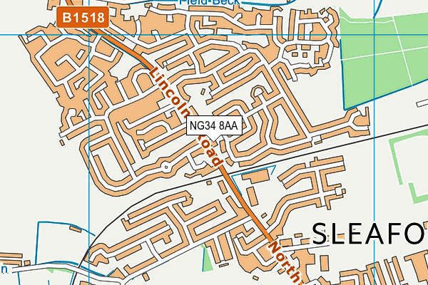 NG34 8AA map - OS VectorMap District (Ordnance Survey)