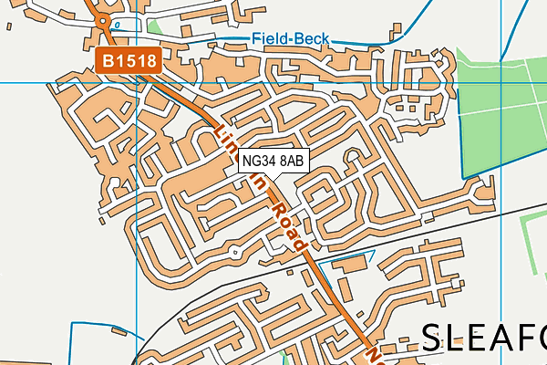 NG34 8AB map - OS VectorMap District (Ordnance Survey)