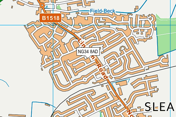 NG34 8AD map - OS VectorMap District (Ordnance Survey)