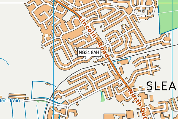 NG34 8AH map - OS VectorMap District (Ordnance Survey)