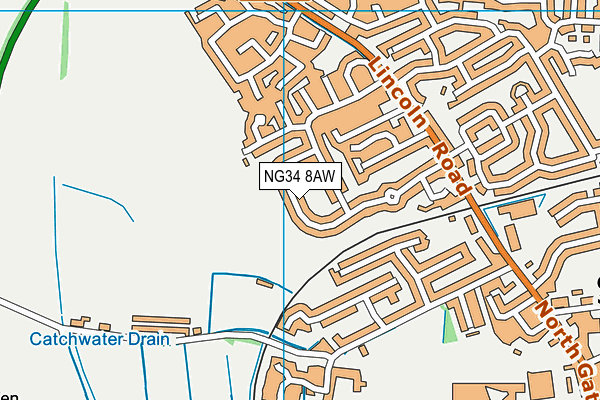 NG34 8AW map - OS VectorMap District (Ordnance Survey)