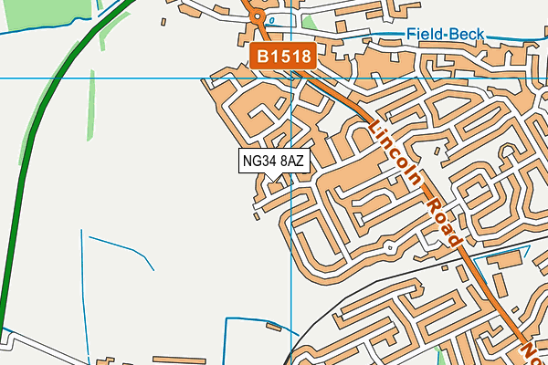 NG34 8AZ map - OS VectorMap District (Ordnance Survey)