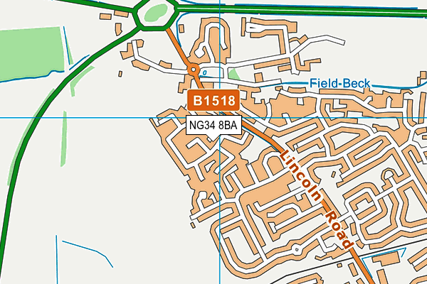 NG34 8BA map - OS VectorMap District (Ordnance Survey)