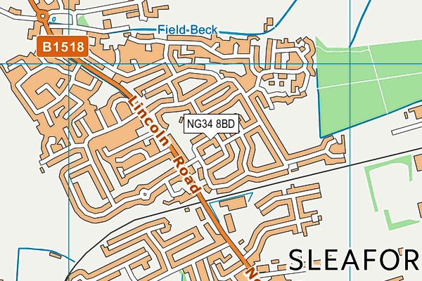 NG34 8BD map - OS VectorMap District (Ordnance Survey)