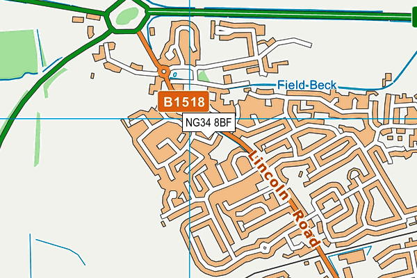 NG34 8BF map - OS VectorMap District (Ordnance Survey)