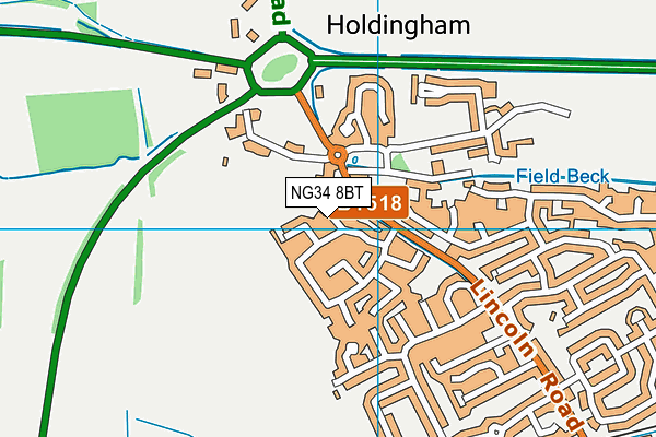 NG34 8BT map - OS VectorMap District (Ordnance Survey)