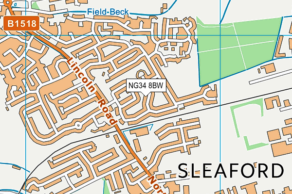 NG34 8BW map - OS VectorMap District (Ordnance Survey)