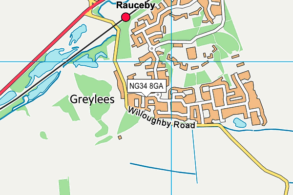 NG34 8GA map - OS VectorMap District (Ordnance Survey)