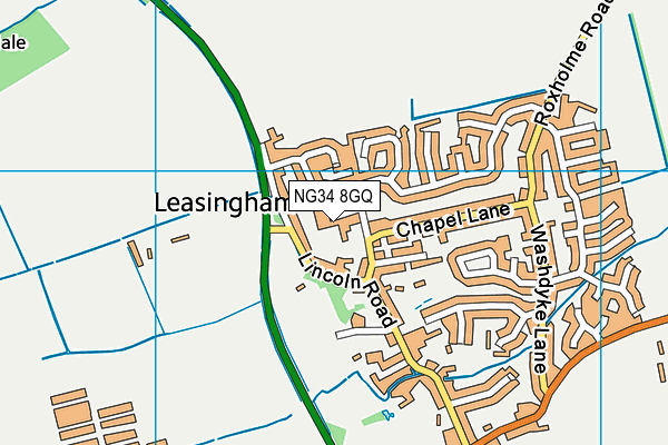 NG34 8GQ map - OS VectorMap District (Ordnance Survey)
