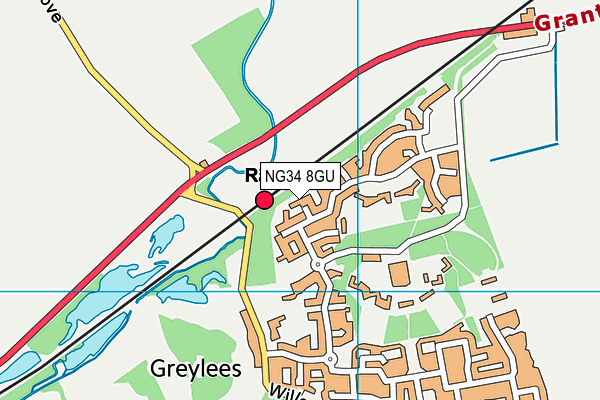 NG34 8GU map - OS VectorMap District (Ordnance Survey)