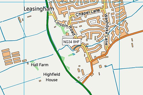 NG34 8HF map - OS VectorMap District (Ordnance Survey)