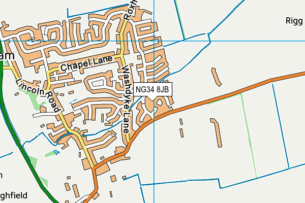NG34 8JB map - OS VectorMap District (Ordnance Survey)