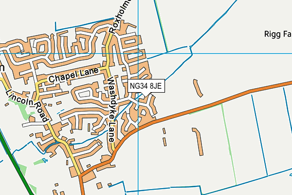 NG34 8JE map - OS VectorMap District (Ordnance Survey)