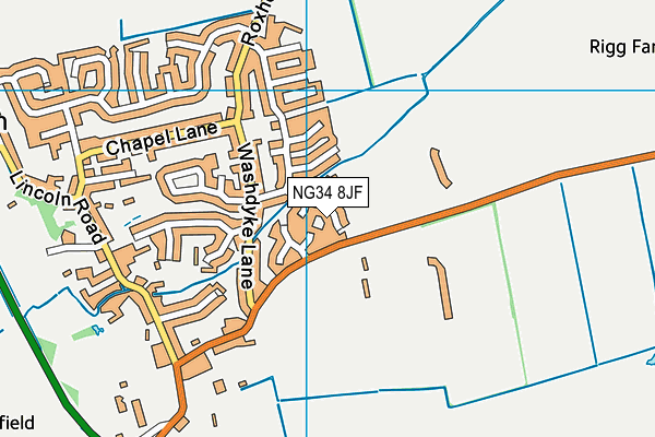 NG34 8JF map - OS VectorMap District (Ordnance Survey)