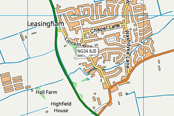 NG34 8JS map - OS VectorMap District (Ordnance Survey)