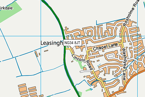 NG34 8JT map - OS VectorMap District (Ordnance Survey)