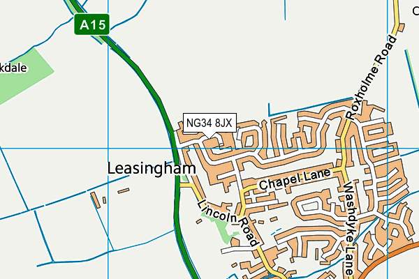 NG34 8JX map - OS VectorMap District (Ordnance Survey)