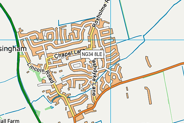 NG34 8LE map - OS VectorMap District (Ordnance Survey)