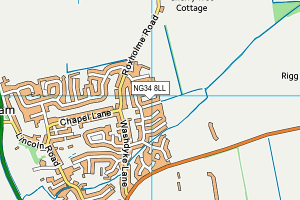 NG34 8LL map - OS VectorMap District (Ordnance Survey)
