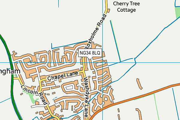 NG34 8LQ map - OS VectorMap District (Ordnance Survey)