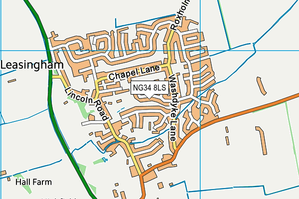 NG34 8LS map - OS VectorMap District (Ordnance Survey)