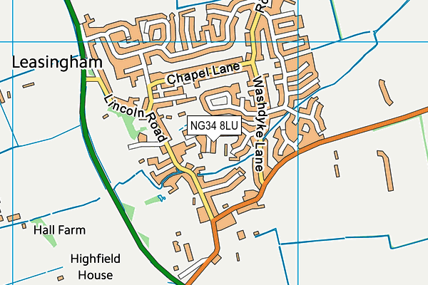 NG34 8LU map - OS VectorMap District (Ordnance Survey)