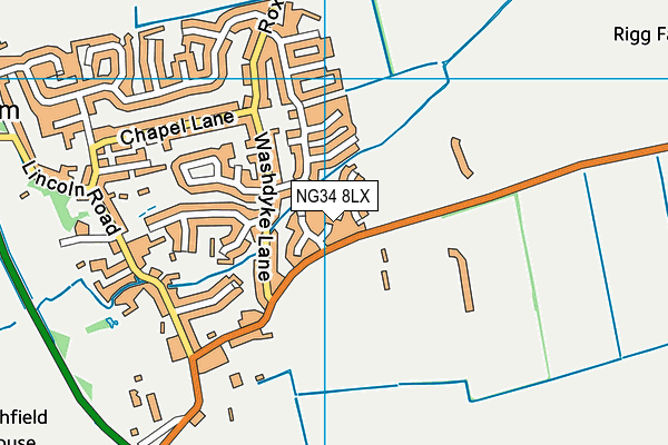 NG34 8LX map - OS VectorMap District (Ordnance Survey)
