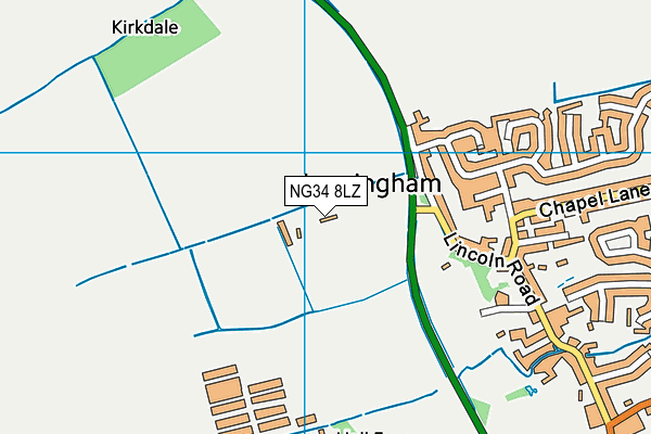 NG34 8LZ map - OS VectorMap District (Ordnance Survey)