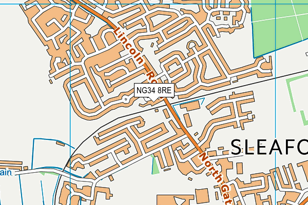 NG34 8RE map - OS VectorMap District (Ordnance Survey)