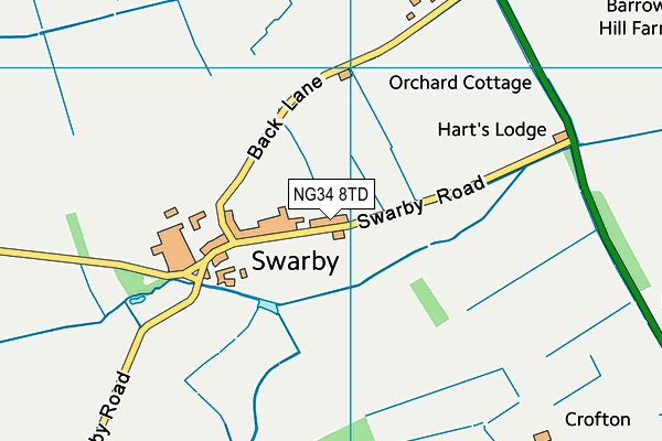 NG34 8TD map - OS VectorMap District (Ordnance Survey)