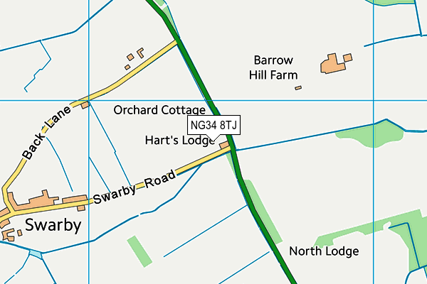 NG34 8TJ map - OS VectorMap District (Ordnance Survey)