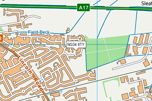 NG34 8TY map - OS VectorMap District (Ordnance Survey)