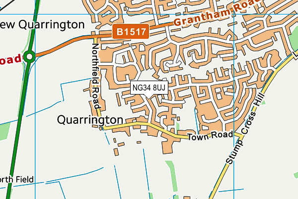 NG34 8UJ map - OS VectorMap District (Ordnance Survey)