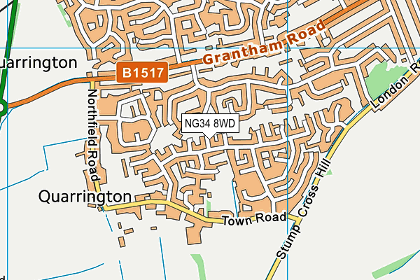 NG34 8WD map - OS VectorMap District (Ordnance Survey)