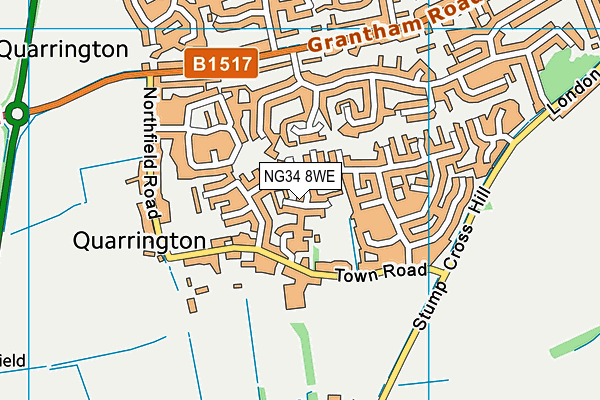 NG34 8WE map - OS VectorMap District (Ordnance Survey)