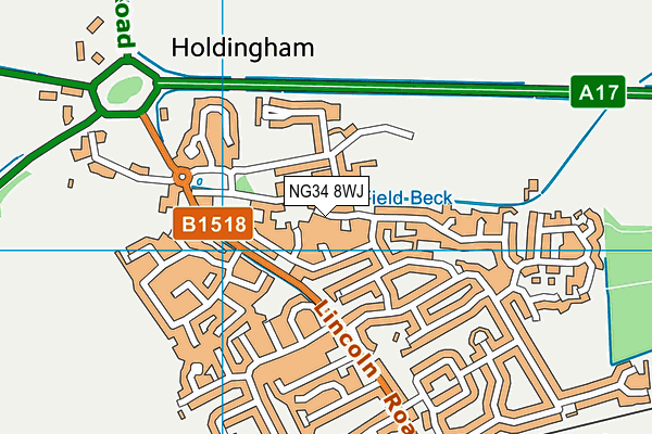 NG34 8WJ map - OS VectorMap District (Ordnance Survey)