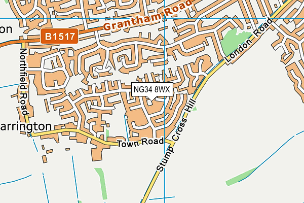 NG34 8WX map - OS VectorMap District (Ordnance Survey)