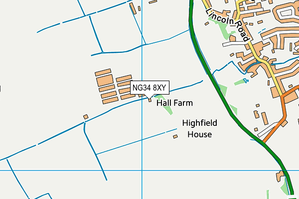 NG34 8XY map - OS VectorMap District (Ordnance Survey)