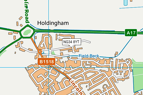 NG34 8YT map - OS VectorMap District (Ordnance Survey)