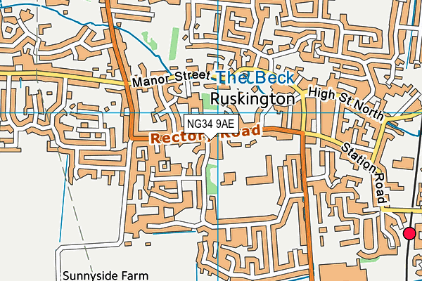 NG34 9AE map - OS VectorMap District (Ordnance Survey)