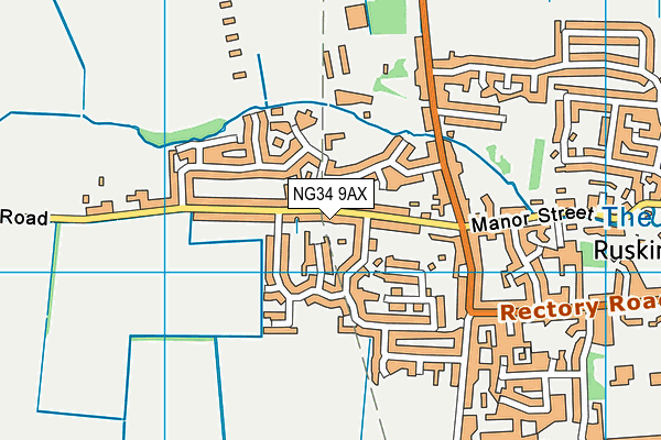 NG34 9AX map - OS VectorMap District (Ordnance Survey)