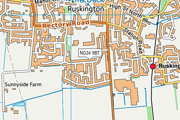 NG34 9BT map - OS VectorMap District (Ordnance Survey)