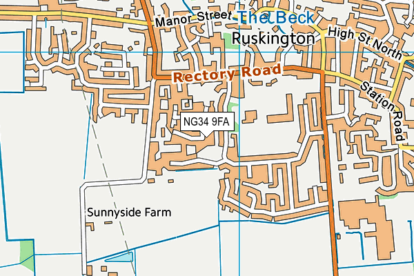 NG34 9FA map - OS VectorMap District (Ordnance Survey)